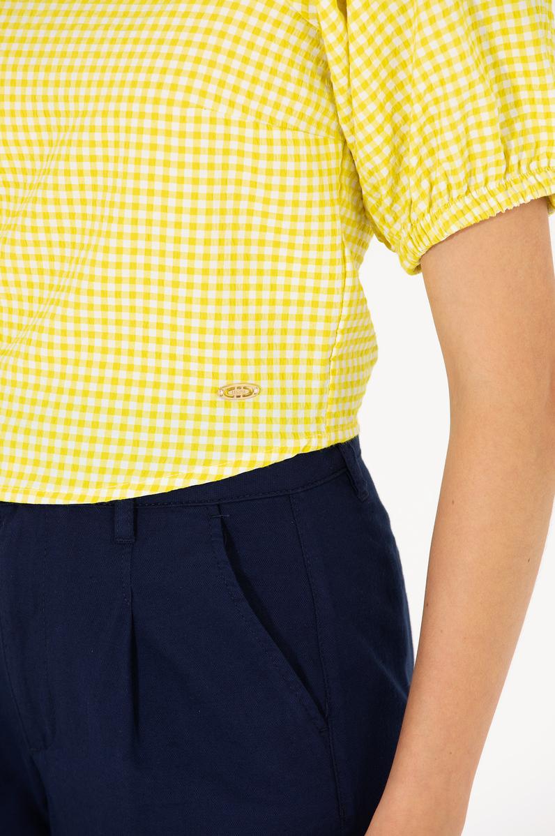 Kadın Neon Sarı Kısa Kollu Bluz