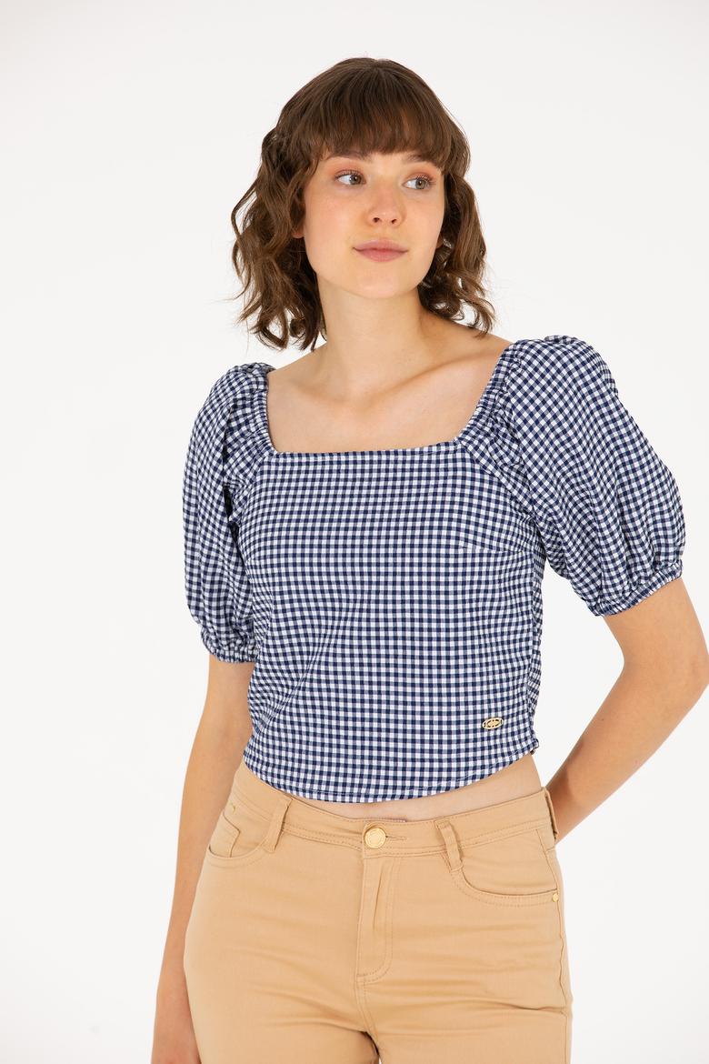 Kadın Lacivert Kısa Kollu Bluz - 50264227013