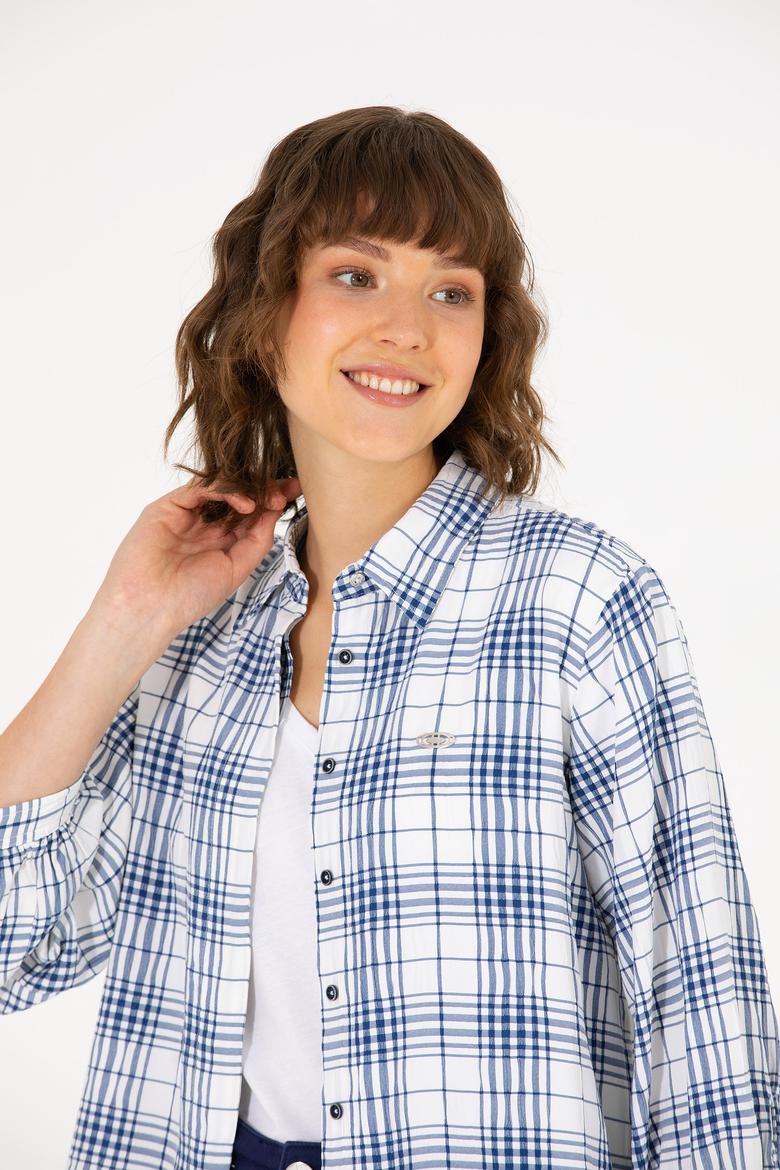 Kadın Lacivert Uzun Kollu Gömlek - 50263645005