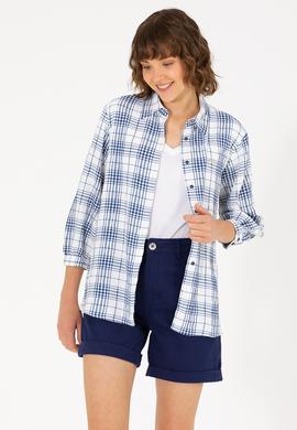 Kadın Lacivert Uzun Kollu Gömlek - 50263645005