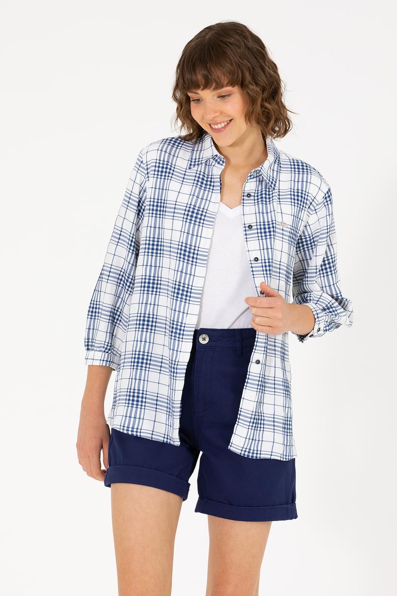 Kadın Lacivert Uzun Kollu Gömlek - 50263645005