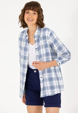 Kadın Lacivert Uzun Kollu Gömlek - 50263645005