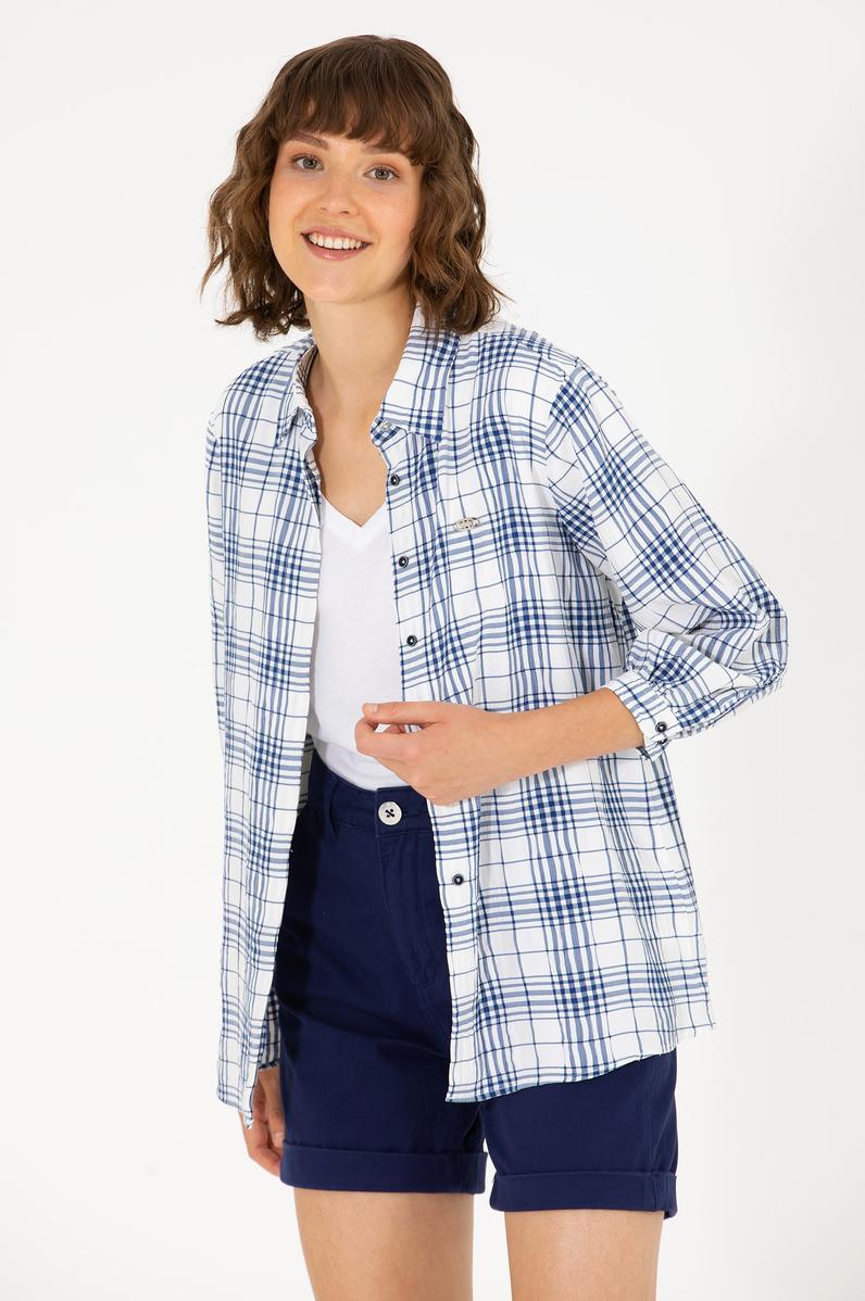 Kadın Lacivert Uzun Kollu Gömlek