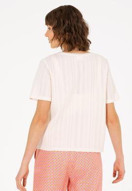 Kadın Krem Bisiklet Yaka Tişört - 50263757028