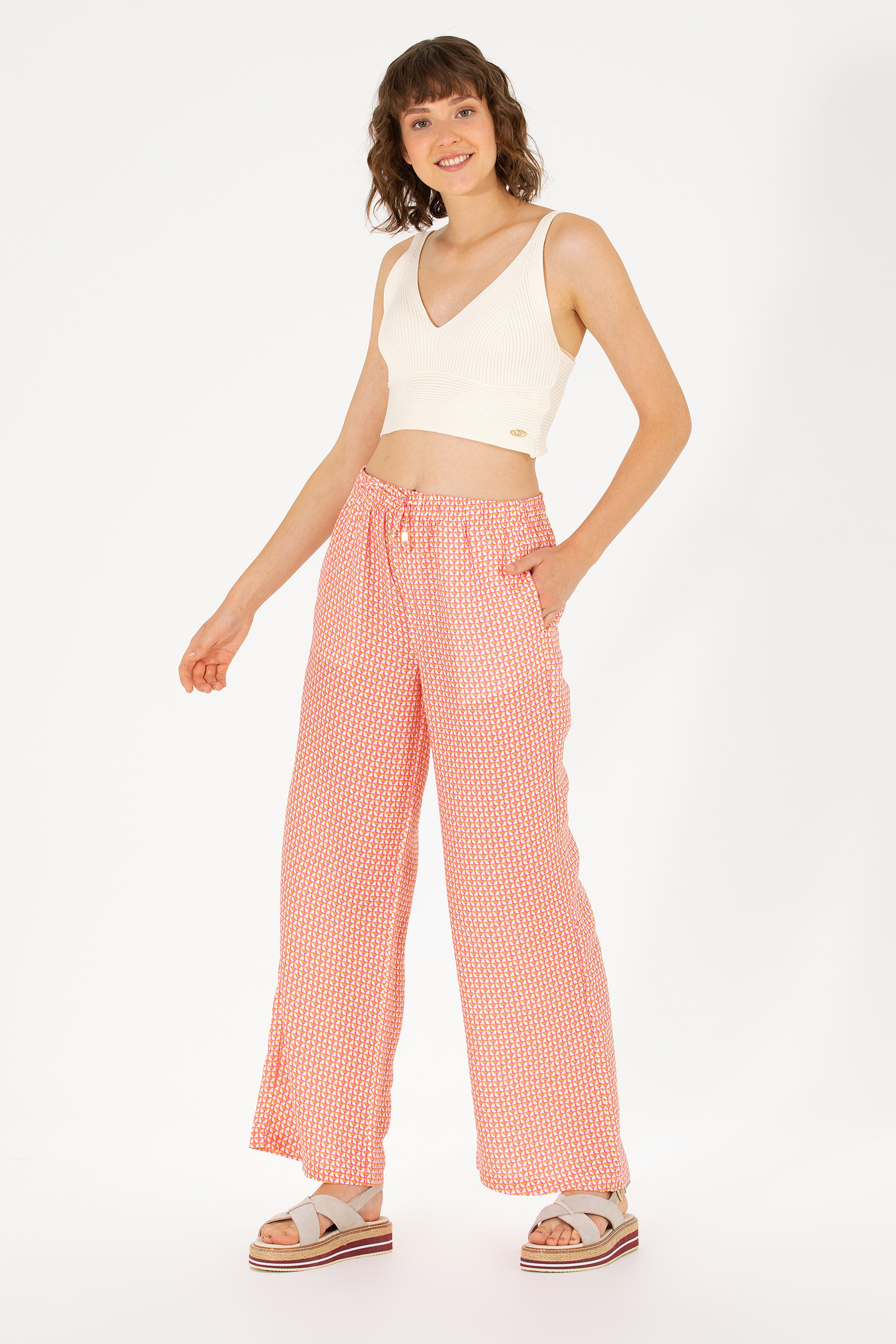 Kadın Fuşya Loose Relax Fit Pantolon - Image 1