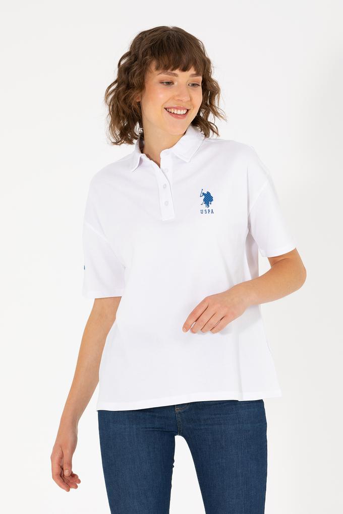 Kadın Beyaz Polo Yaka Tişört