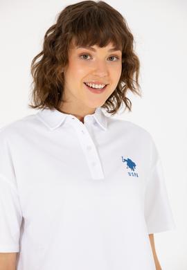 Kadın Beyaz Polo Yaka Tişört - 50263965020