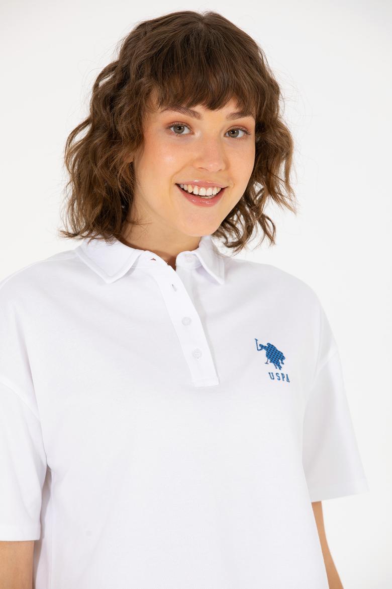 Kadın Beyaz Polo Yaka Tişört - 50263965020