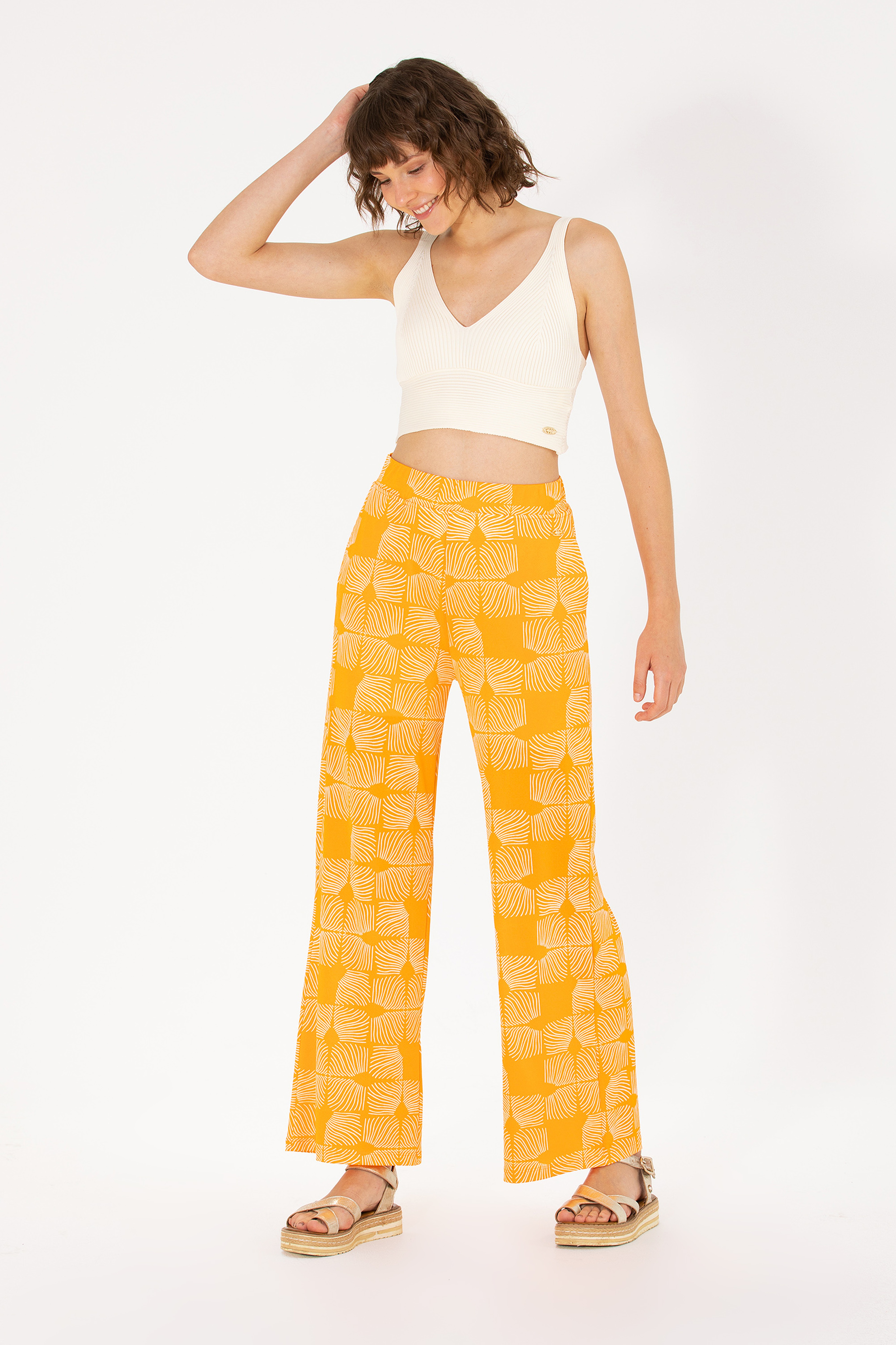 Kadın Turuncu Örme Pantolon - Image 3