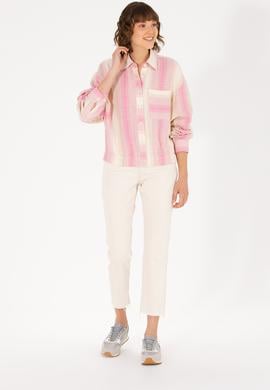 Kadın Pembe Uzun Kollu Gömlek - 50264198014