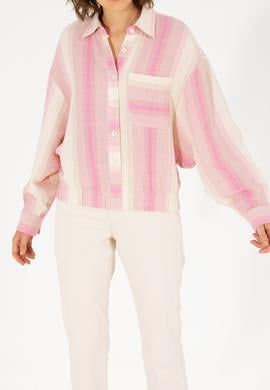 Kadın Pembe Uzun Kollu Gömlek - 50264198014