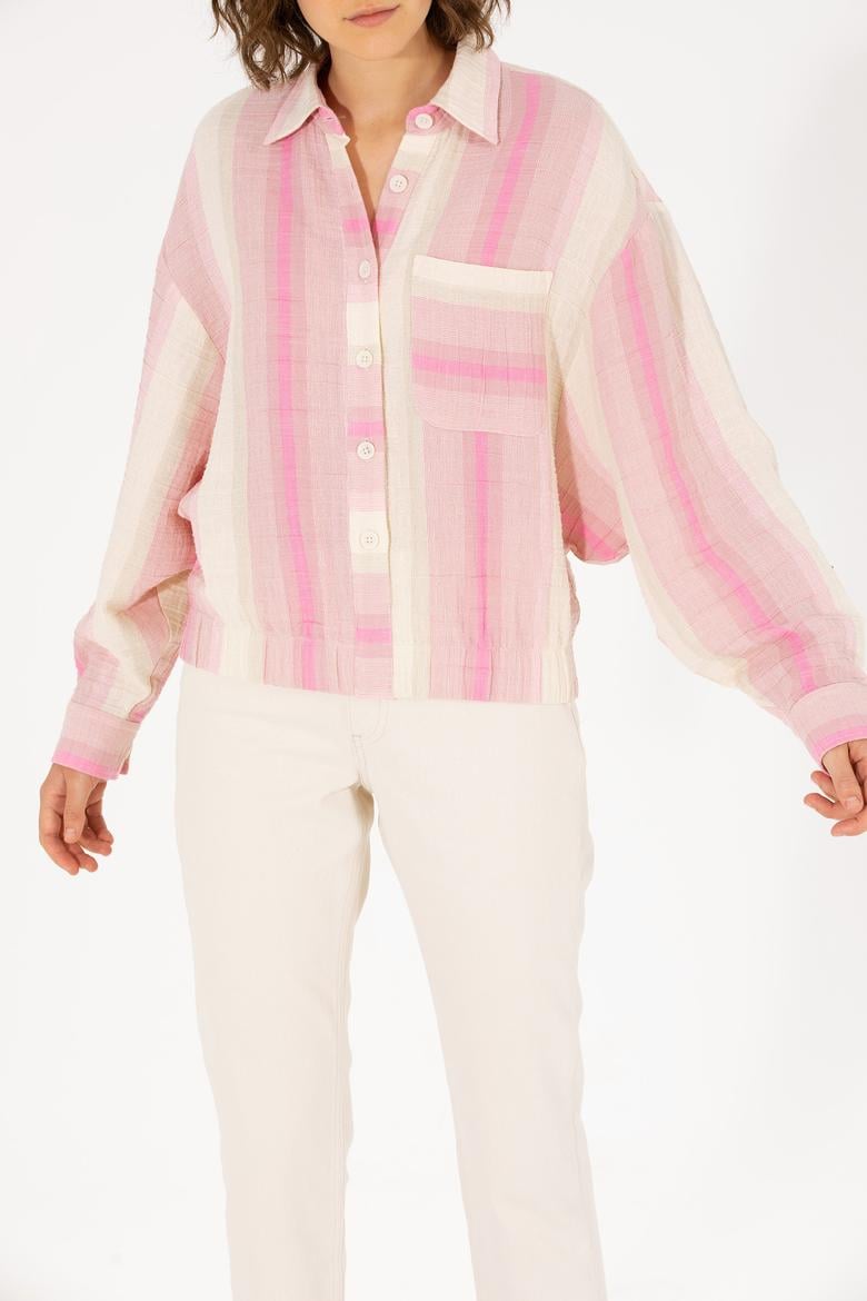 Kadın Pembe Uzun Kollu Gömlek - 50264198014