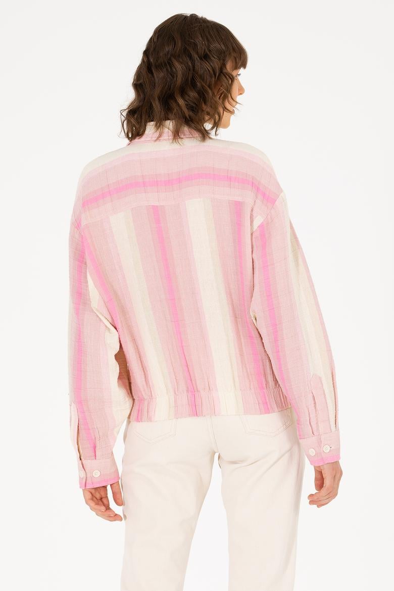 Kadın Pembe Uzun Kollu Gömlek - 50264198014