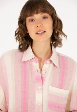 Kadın Pembe Uzun Kollu Gömlek - 50264198014