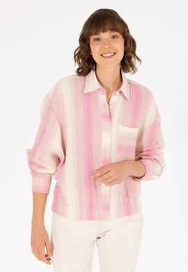 Kadın Pembe Uzun Kollu Gömlek - 50264198014