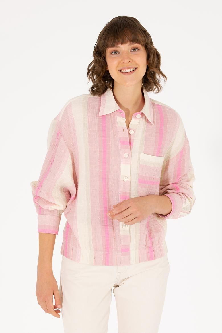Kadın Pembe Uzun Kollu Gömlek