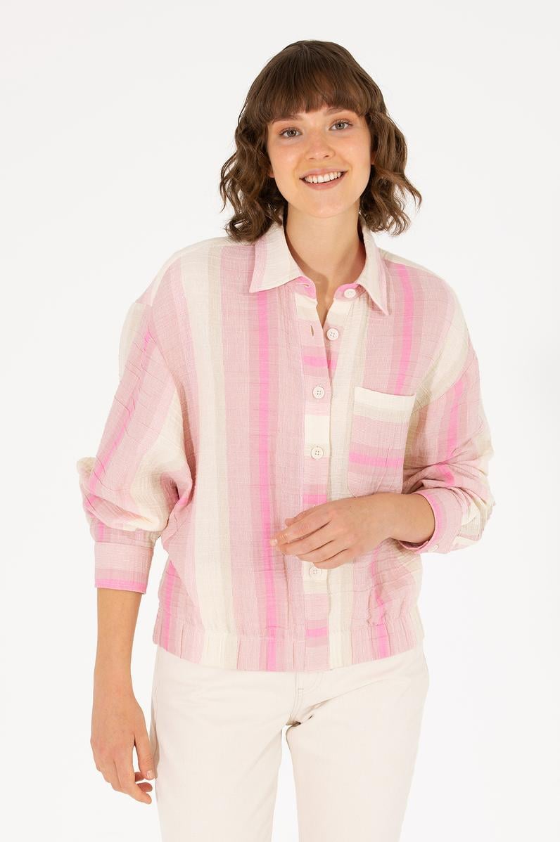 Kadın Pembe Uzun Kollu Gömlek