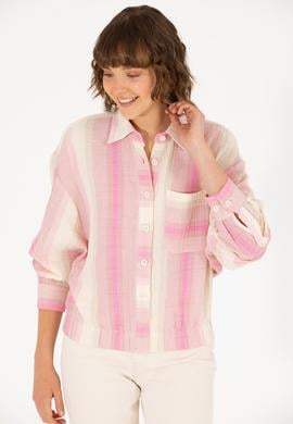 Kadın Pembe Uzun Kollu Gömlek - 50264198014