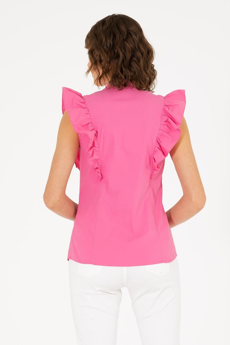 Kadın Pembe Kısa Kollu Gömlek - 50264216013