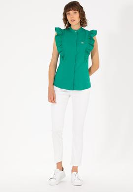 Kadın Yeşil Kısa Kollu Gömlek - 50264216019