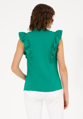 Kadın Yeşil Kısa Kollu Gömlek - 50264216019