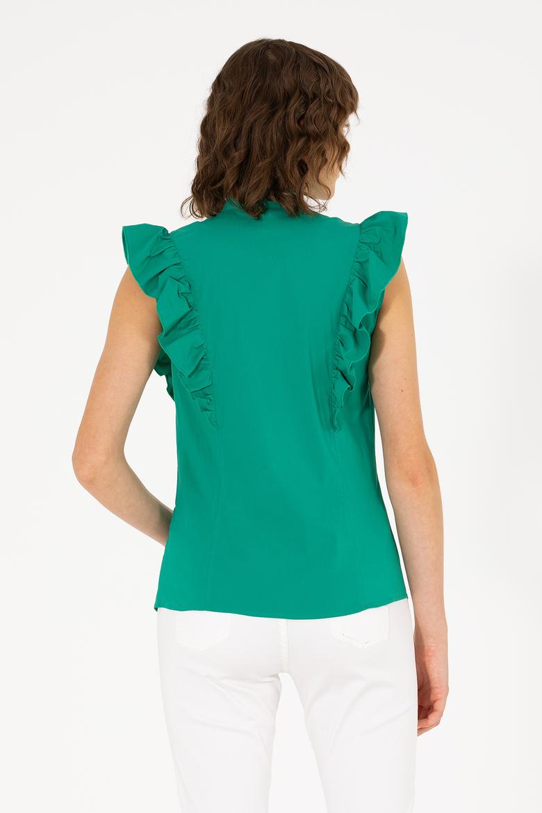 Kadın Yeşil Kısa Kollu Gömlek - 50264216019