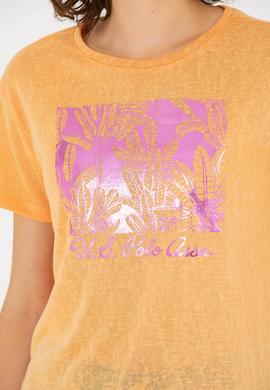 Kadın Turuncu Bisiklet Yaka Tişört - 50263162006