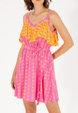 Kadın Fuşya Mini Boy Dokuma Elbise - 50262472006