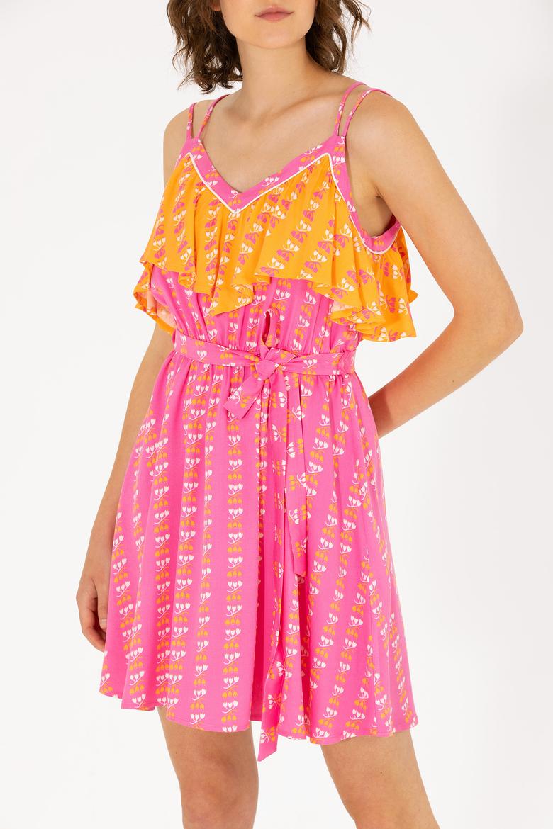 Kadın Fuşya Mini Boy Dokuma Elbise - 50262472006