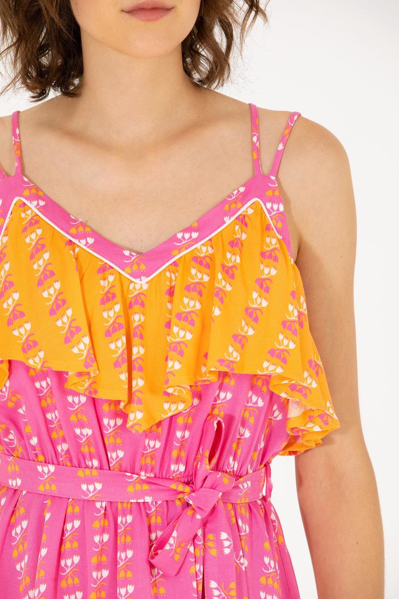 Kadın Fuşya Mini Boy Dokuma Elbise - 50262472006