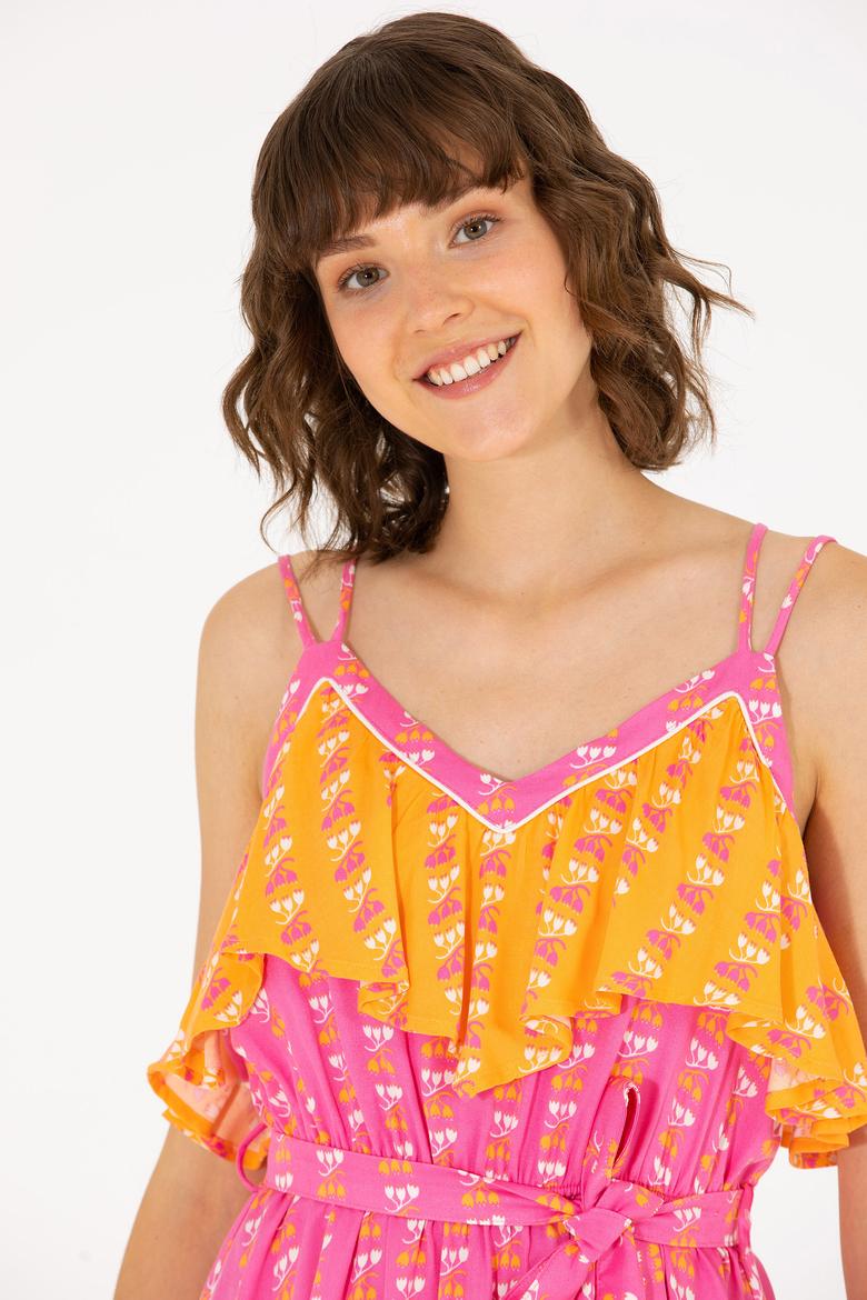 Kadın Fuşya Mini Boy Dokuma Elbise - 50262472006