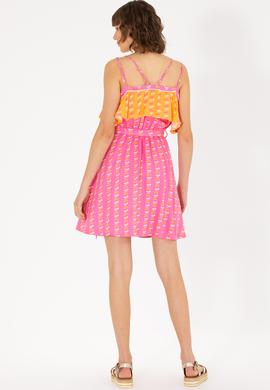 Kadın Fuşya Mini Boy Dokuma Elbise - 50262472006