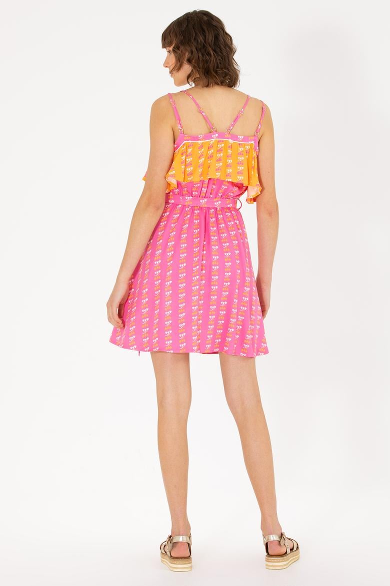 Kadın Fuşya Mini Boy Dokuma Elbise - 50262472006