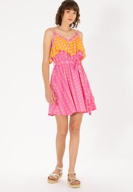 Kadın Fuşya Mini Boy Dokuma Elbise - 50262472006