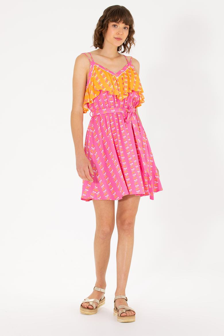 Kadın Fuşya Mini Boy Dokuma Elbise - 50262472006