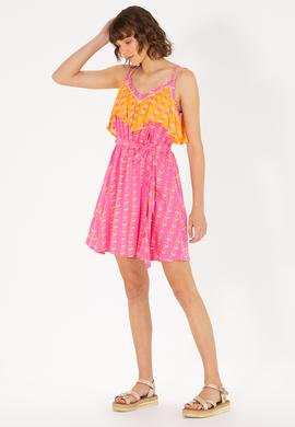 Kadın Fuşya Mini Boy Dokuma Elbise - 50262472006