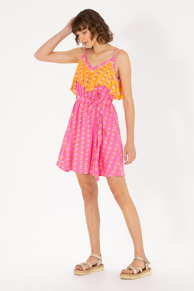 Kadın Fuşya Mini Boy Dokuma Elbise