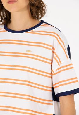 Kadın Kiremit Bisiklet Yaka Tişört - 50262482014