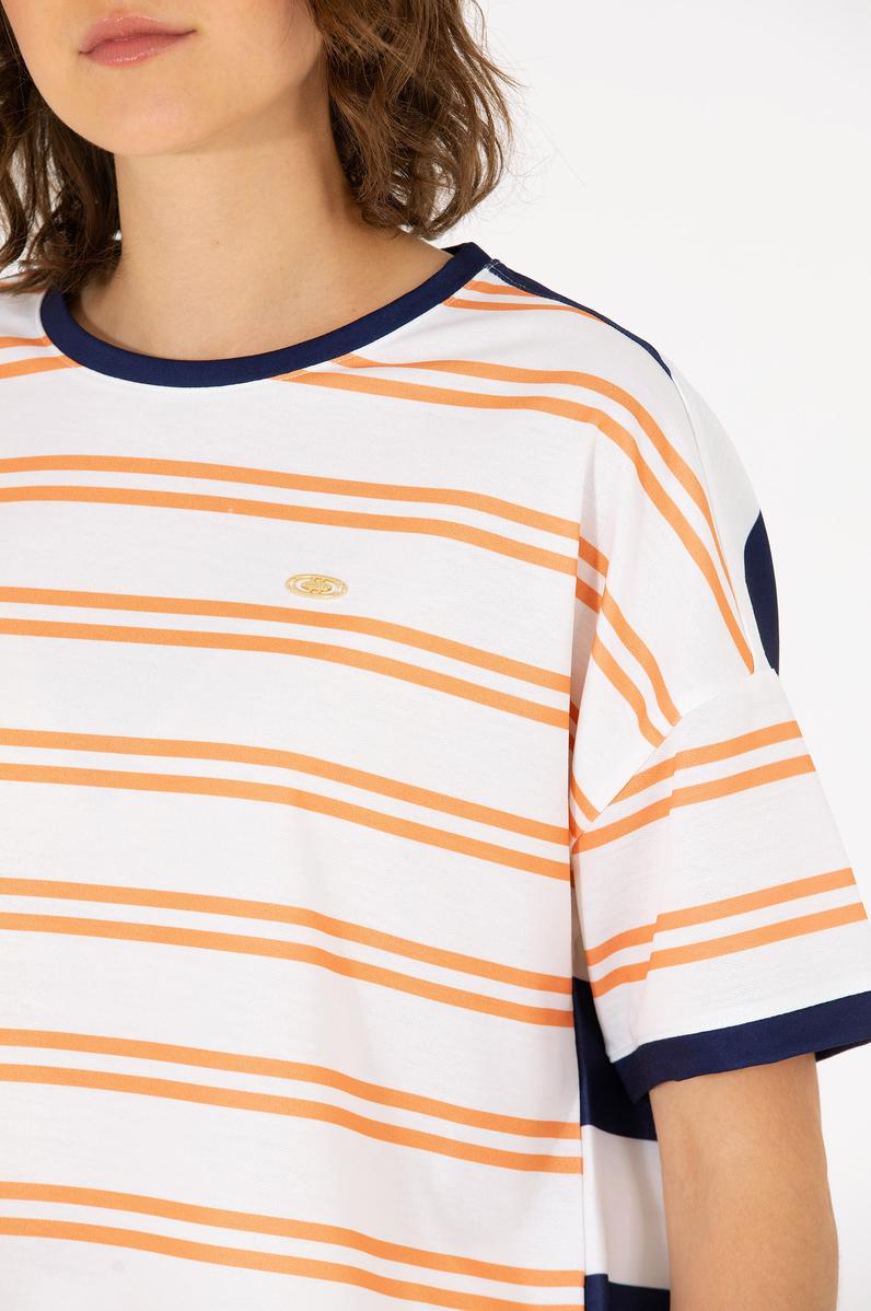 Kadın Kiremit Bisiklet Yaka Tişört