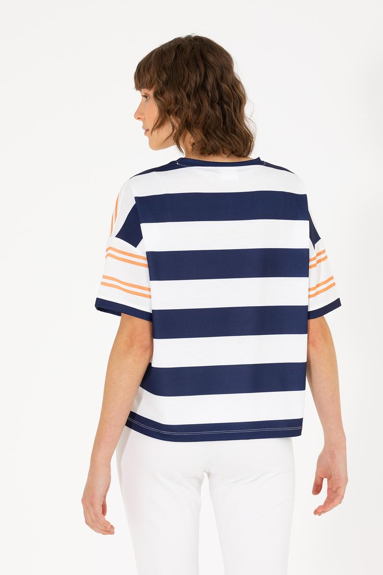 Kadın Kiremit Bisiklet Yaka Tişört - 50262482014