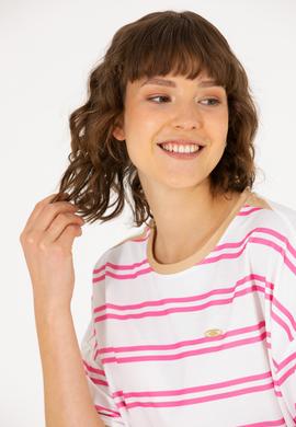 Kadın Pembe Bisiklet Yaka Tişört - 50262482021