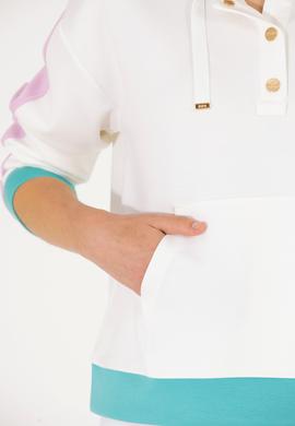 Kadın Krem Kapüşonlu Sweatshirt - 50262543006