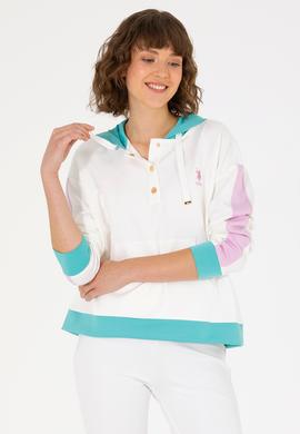 Kadın Krem Kapüşonlu Sweatshirt - 50262543006