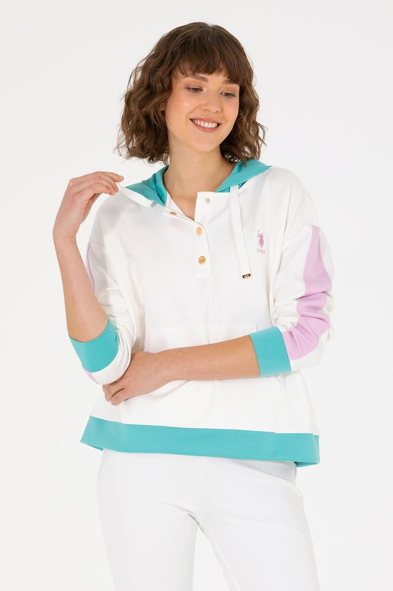 Kadın Krem Kapüşonlu Sweatshirt