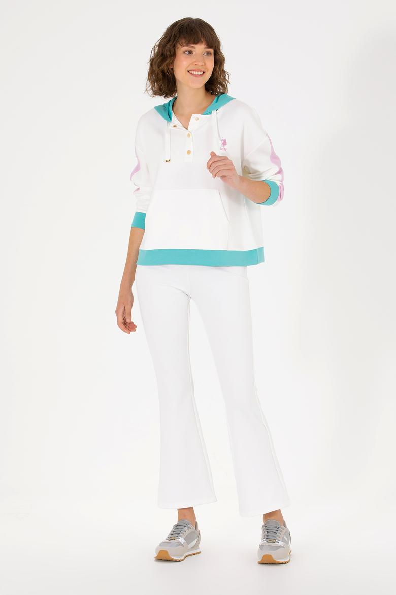 Kadın Krem Kapüşonlu Sweatshirt - 50262543006