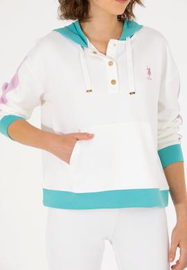 Kadın Krem Kapüşonlu Sweatshirt - 50262543006