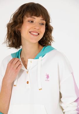 Kadın Krem Kapüşonlu Sweatshirt - 50262543006