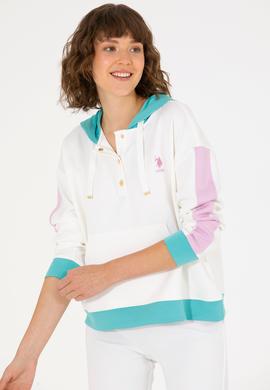 Kadın Krem Kapüşonlu Sweatshirt - 50262543006