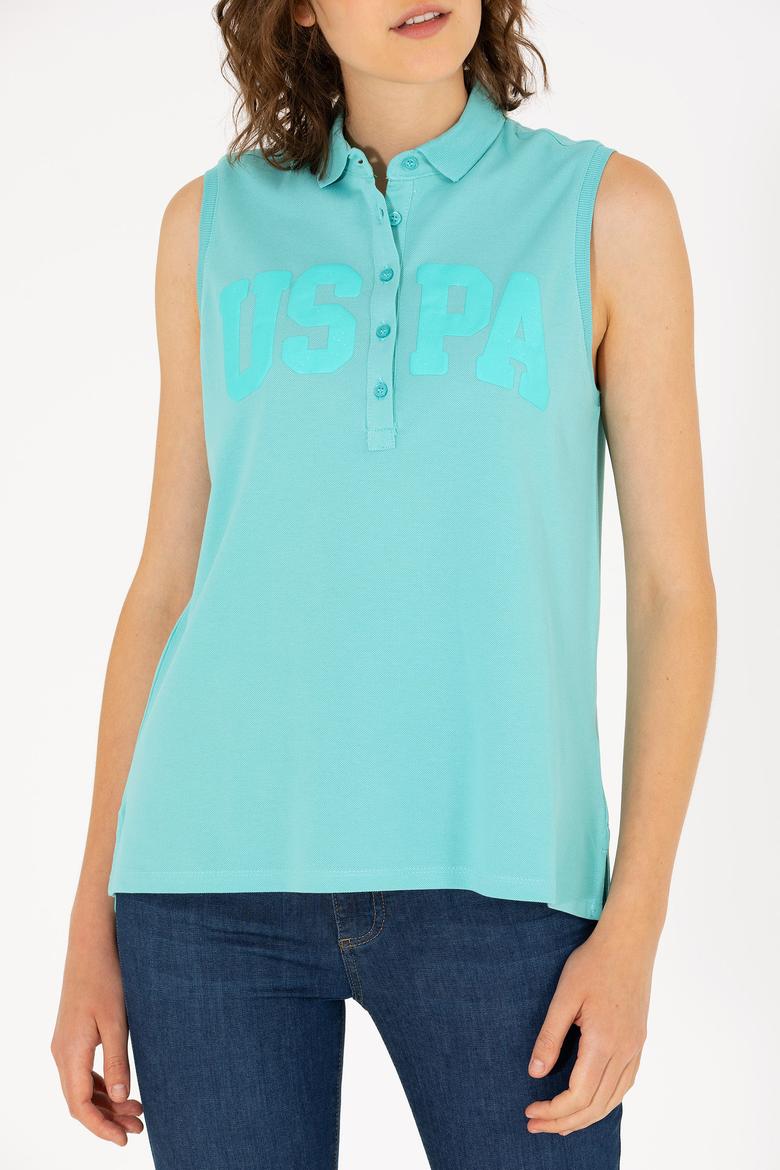 Kadın Mint Kolsuz Polo Yaka Tişört - 50262966007