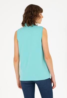 Kadın Mint Kolsuz Polo Yaka Tişört - 50262966006